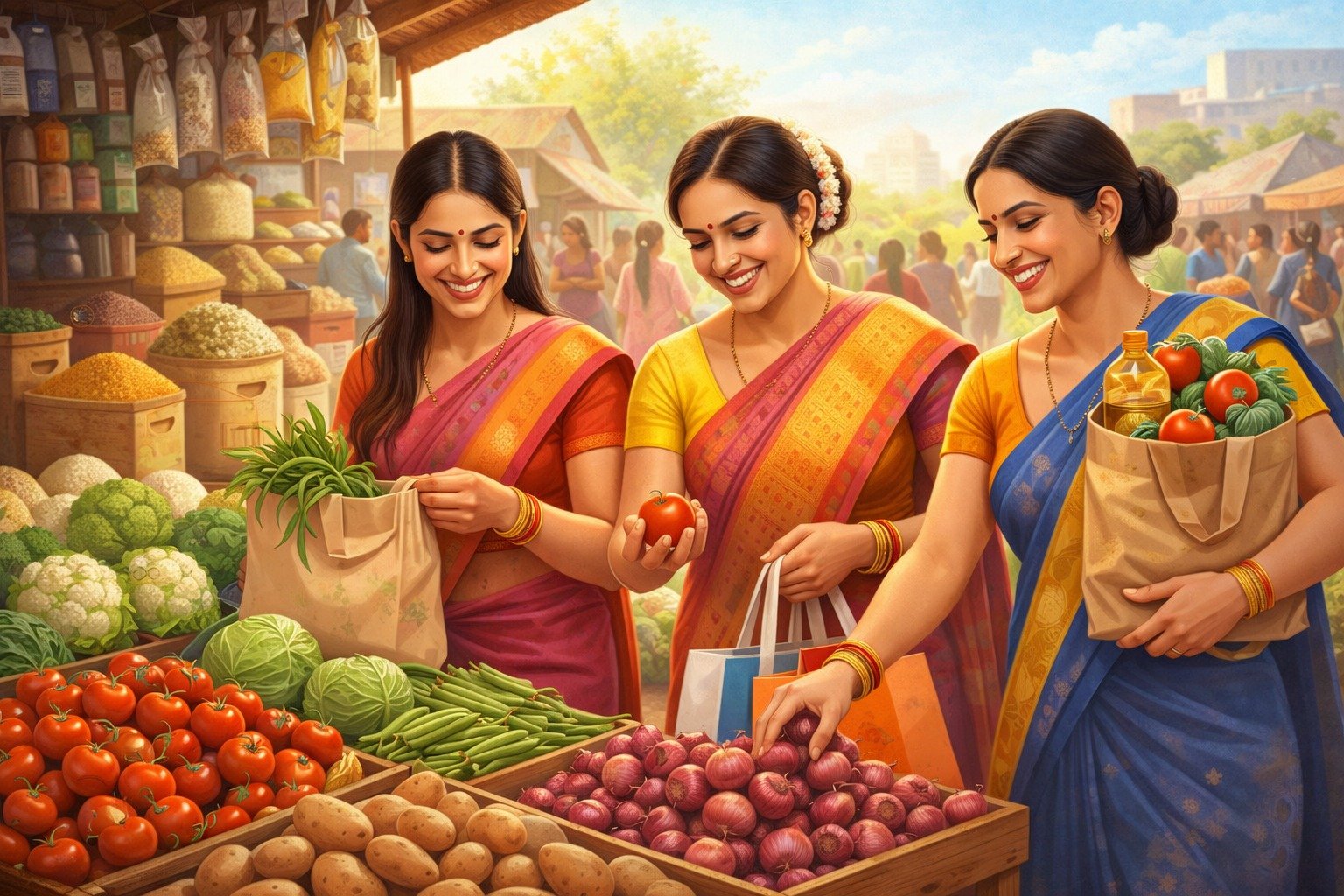 three-women-buy-grocery-with-ladki-bahin-yojana-money